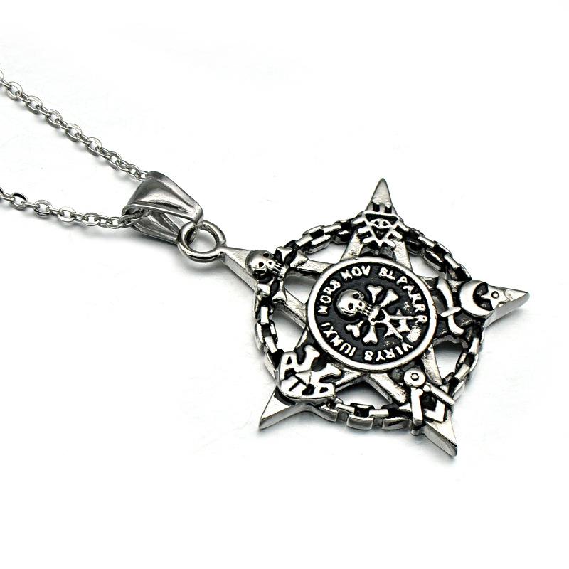 Widows Sons Necklace - Fivepointed Star Skull & Bones