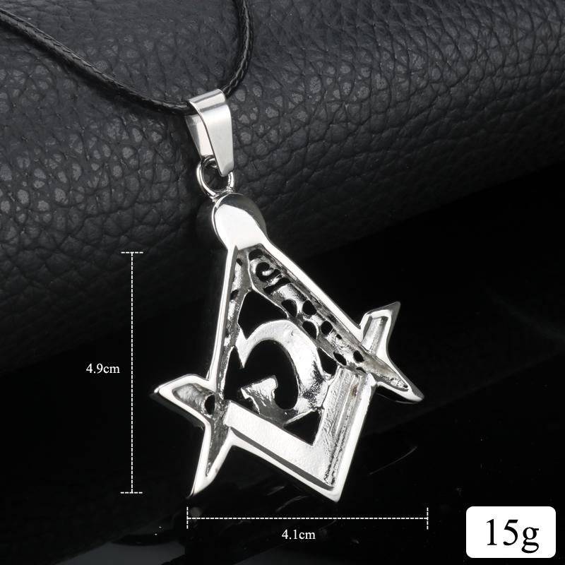 Master Mason Blue Lodge Necklace - Red Crystal Square & Compass G