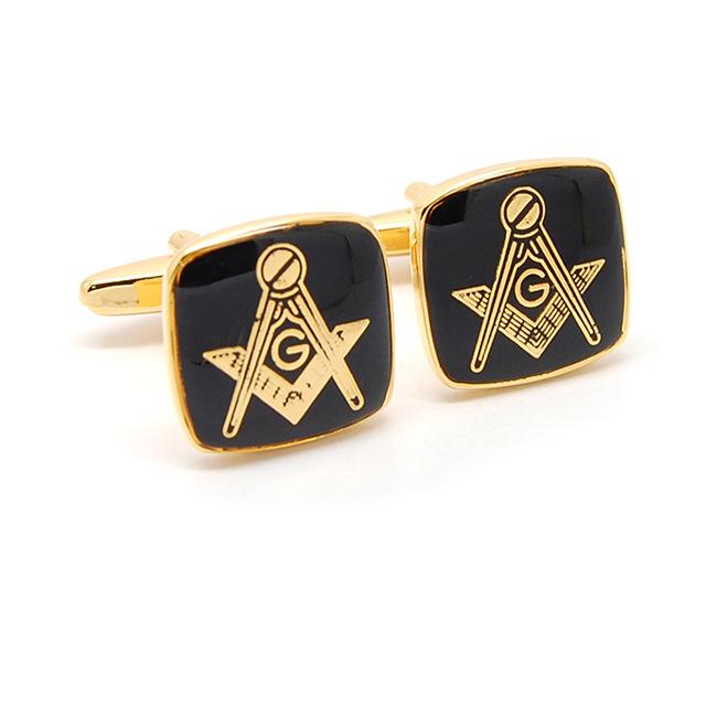 Master Mason Blue Lodge Cufflink - Square and Compass G Golden