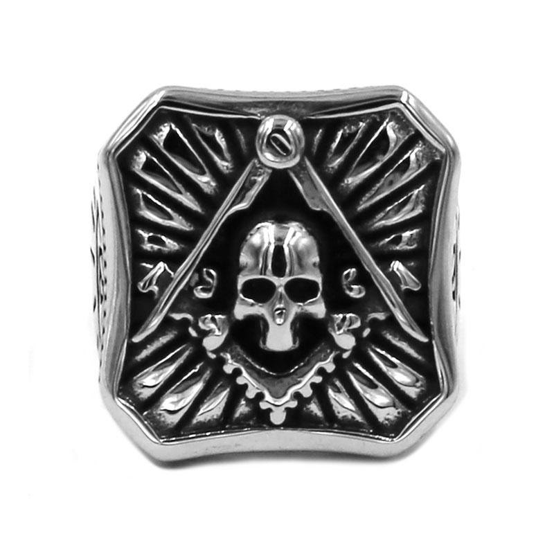 Widows Sons Ring - Square Compass Skull