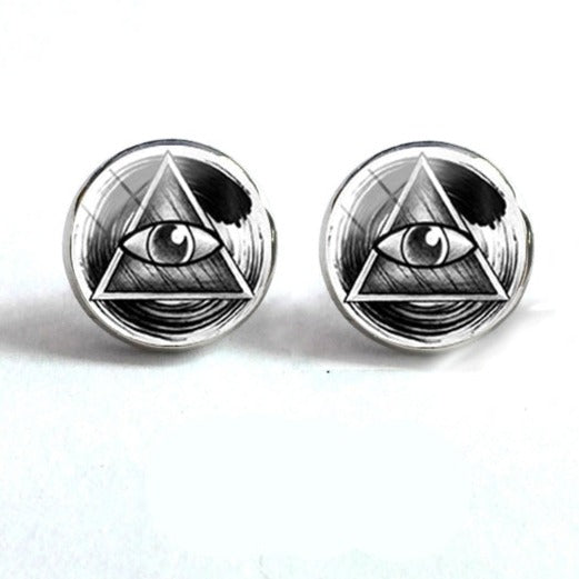 Master Mason Blue Lodge Earring - Round (Multiple Variants) - Bricks Masons