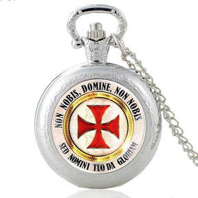 Knights Templar Commandery Pocket Watch - Cross Silver Jewelry Gift Set