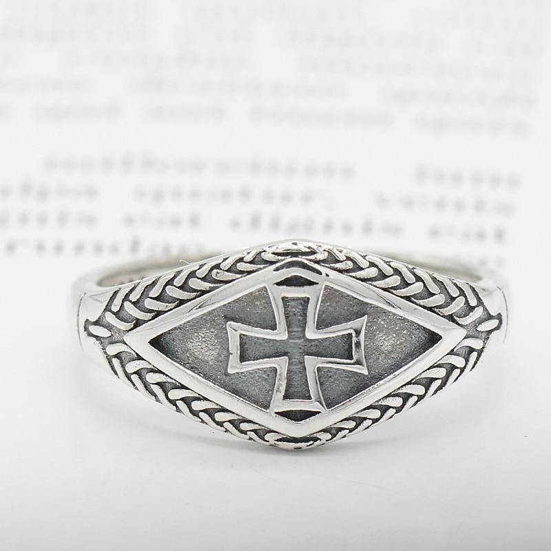 Knights Templar Commandery Ring - Sterling Silver Vintage Medieval Motif Cross