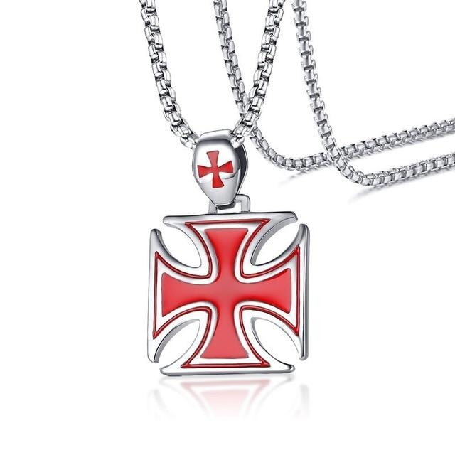 Knights Templar Commandery Necklace - Maltese Cross Red and Black