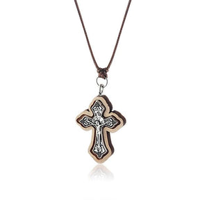 Knights Templar Commandery Necklace - Wooden Jerusalem Cross