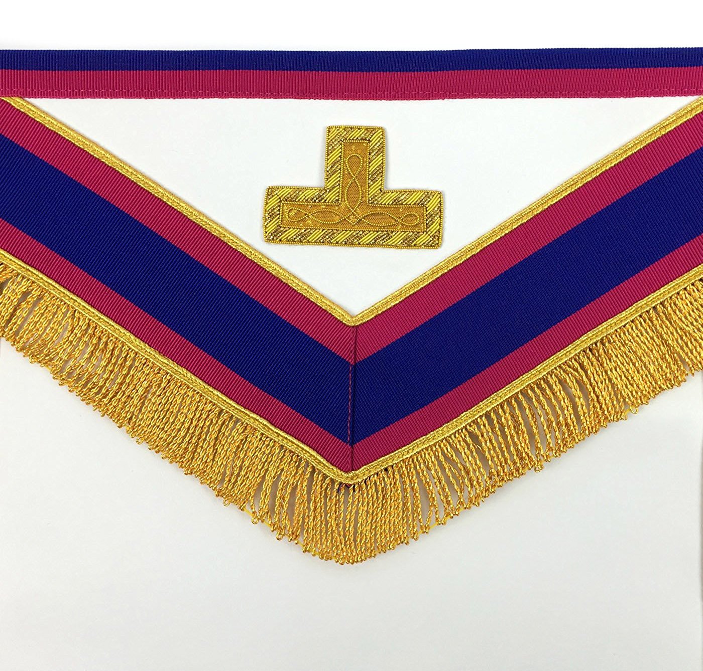 Provincial Mark English Regulation Apron - Pink & Blue with Gold Fringe - Bricks Masons