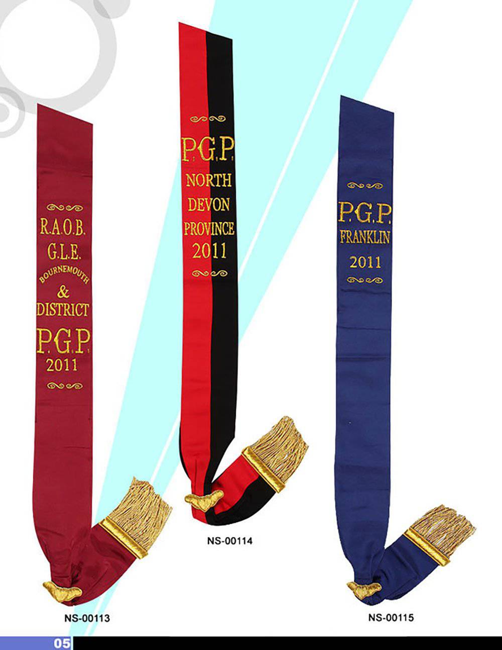 R.A.O.B. Sash - Various Degrees - Bricks Masons