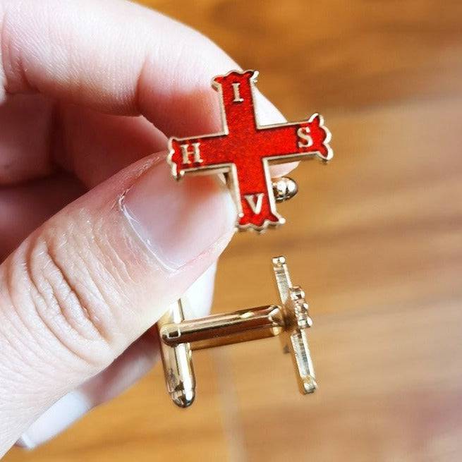 Red Cross of Constantine Cufflink - Metal - Bricks Masons