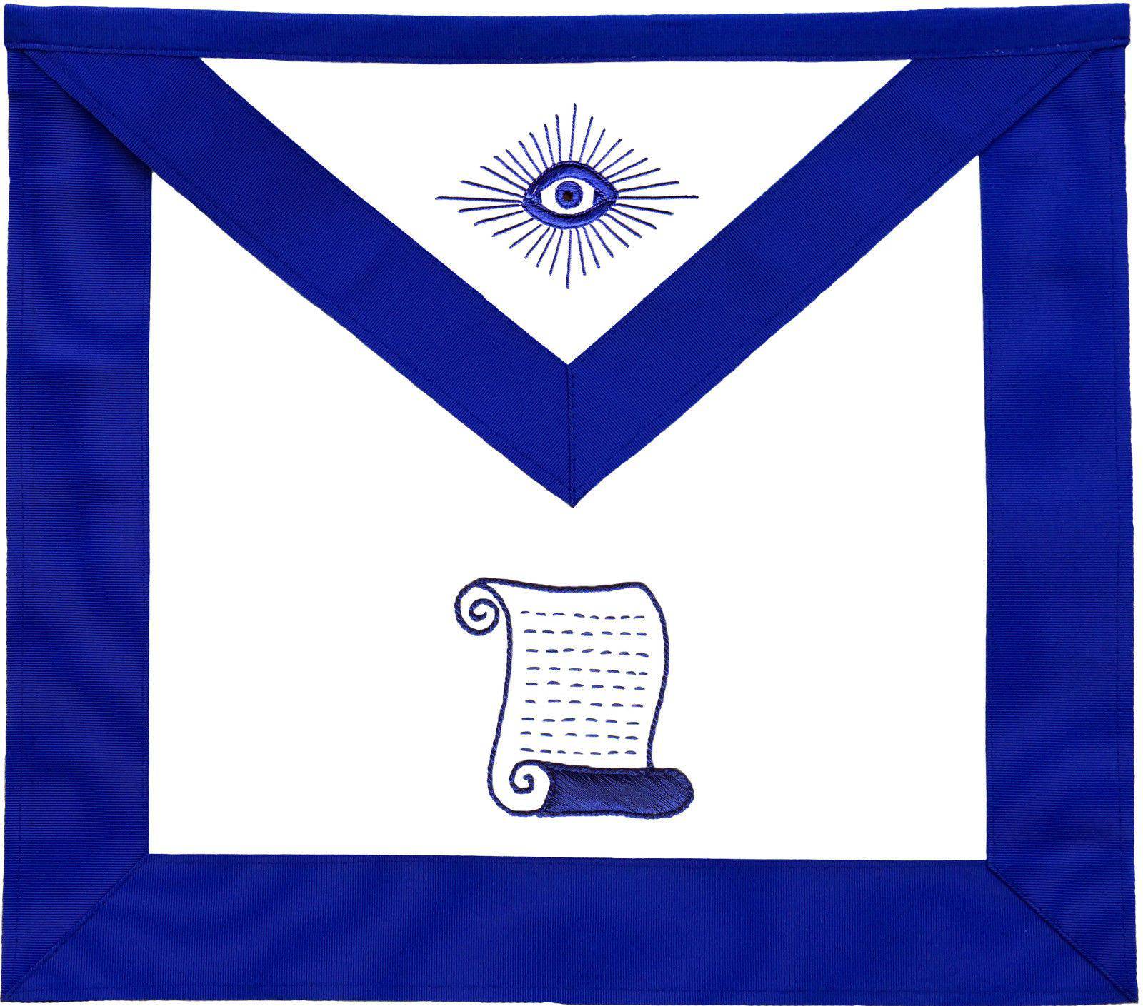 Officers Blue Lodge Officer Apron Set - Blue Ribbon Machine Embroidery (Set of 19)