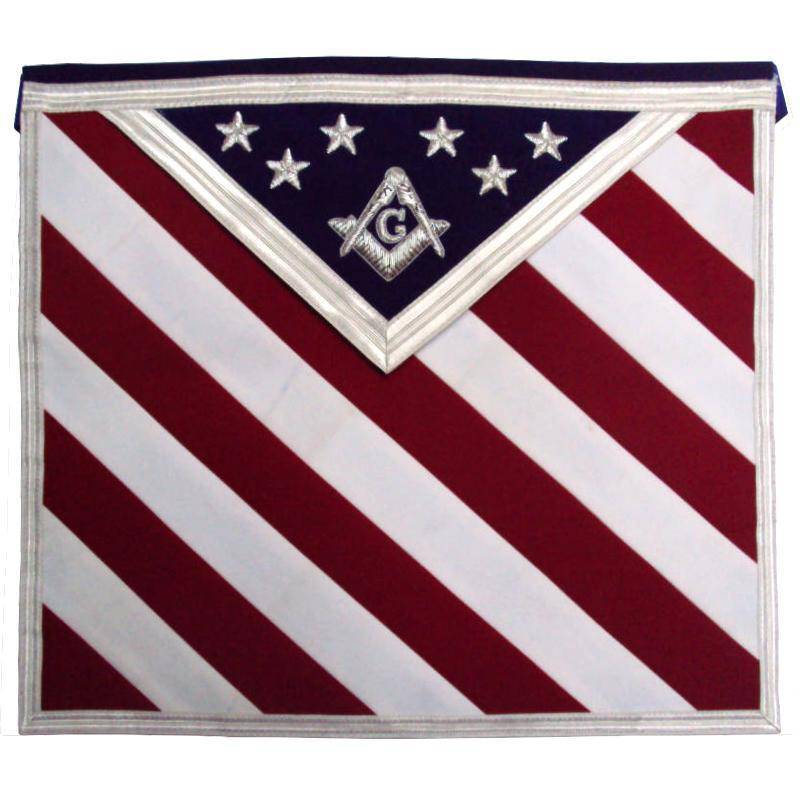 Master Mason Blue Lodge Apron - White, Red & Blue USA Flag