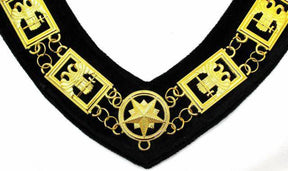 32nd Degree Scottish Rite Chain Collar - Wings Down Gold Plated on Black Velvet