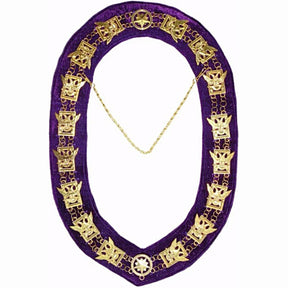 32nd Degree Scottish Rite Chain Collar - Wings Up Gold Plated Square & Compass