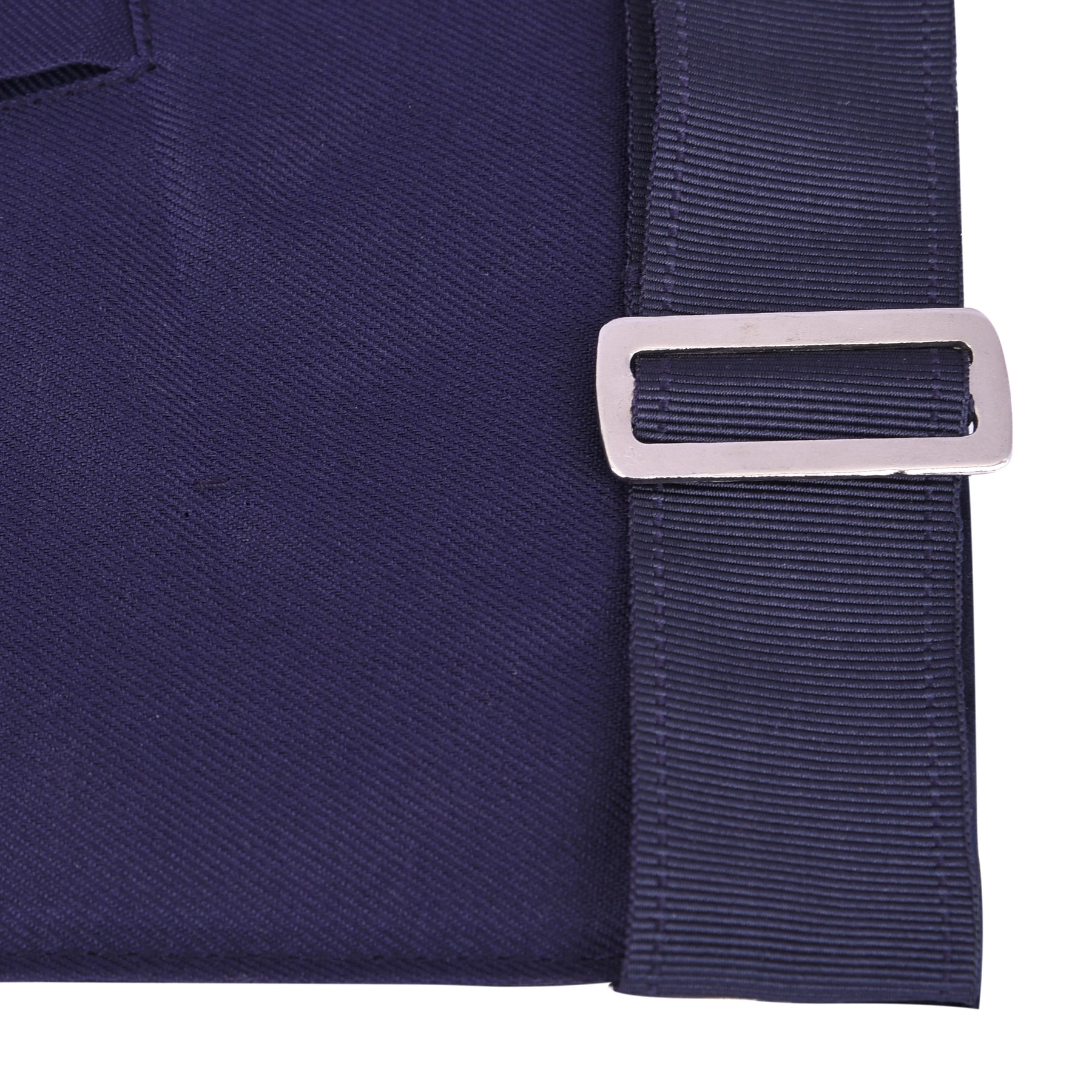 Secretary Blue Lodge Officer Apron - Navy Velvet With Silver Embroidery Thread - Bricks Masons