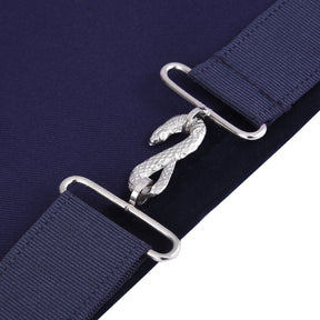 Secretary Blue Lodge Officer Apron - Navy Velvet With Silver Embroidery Thread - Bricks Masons