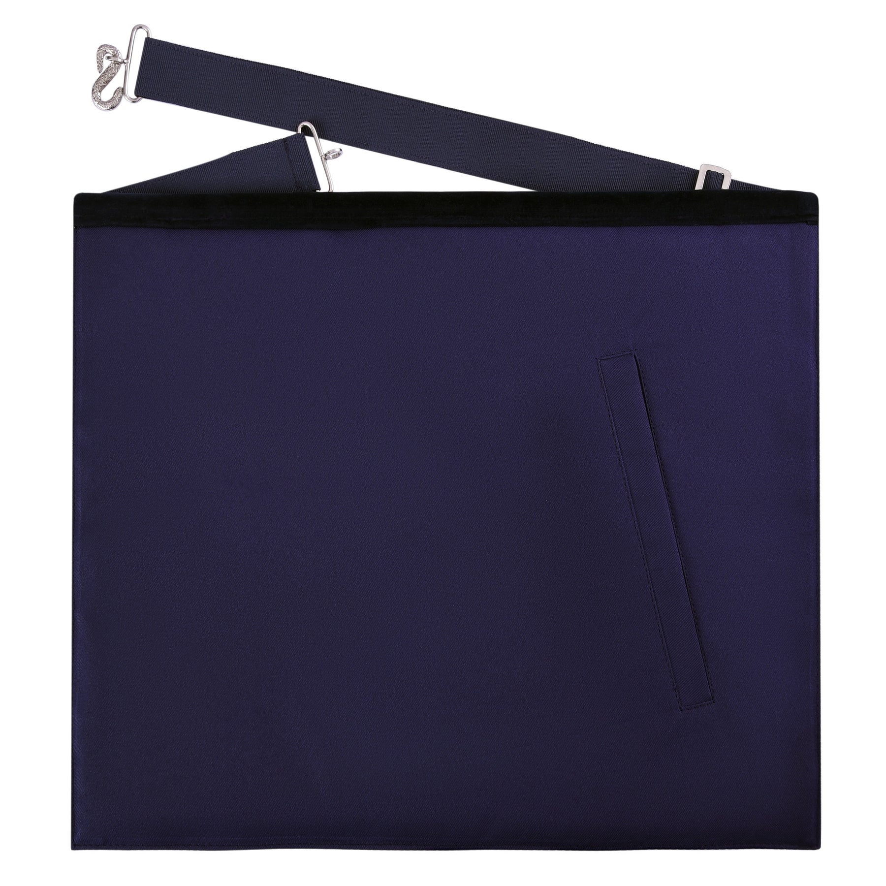Secretary Blue Lodge Officer Apron - Navy Velvet With Silver Embroidery Thread - Bricks Masons