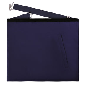 Secretary Blue Lodge Officer Apron - Navy Velvet With Silver Embroidery Thread - Bricks Masons