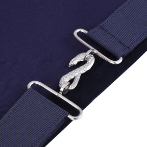 Senior Deacon Blue Lodge Officer Apron - Kenton Lodge Navy Velvet With Silver Embroidery Thread - Bricks Masons