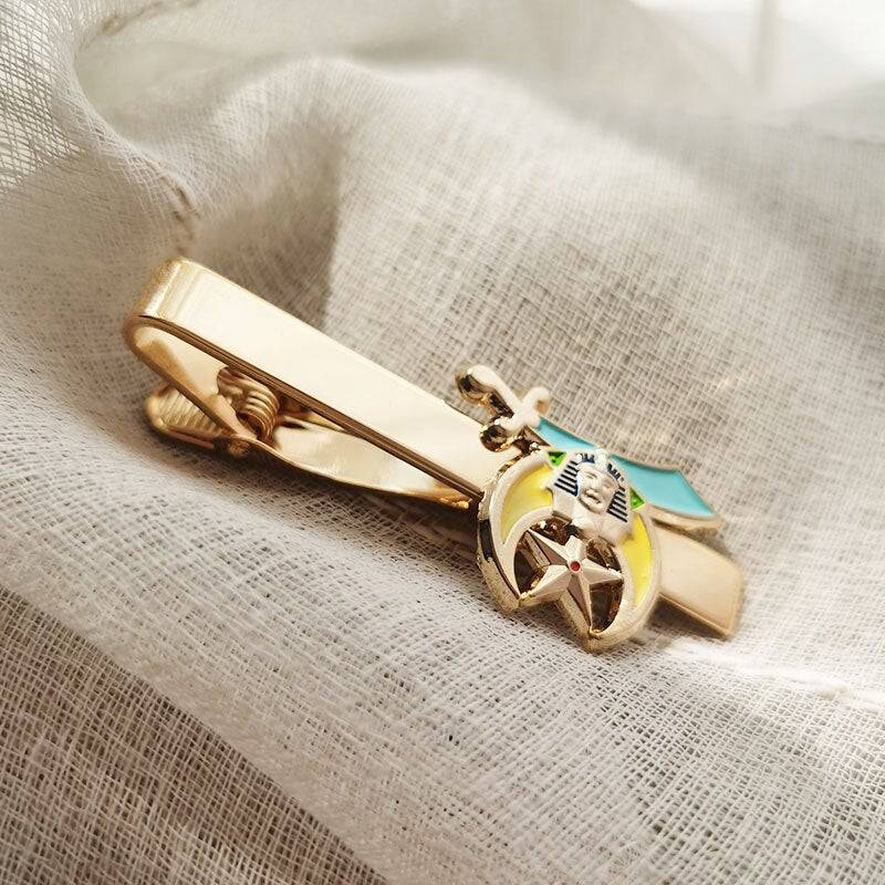 Shriners Tie Clip - Metal Gold Plated - Bricks Masons