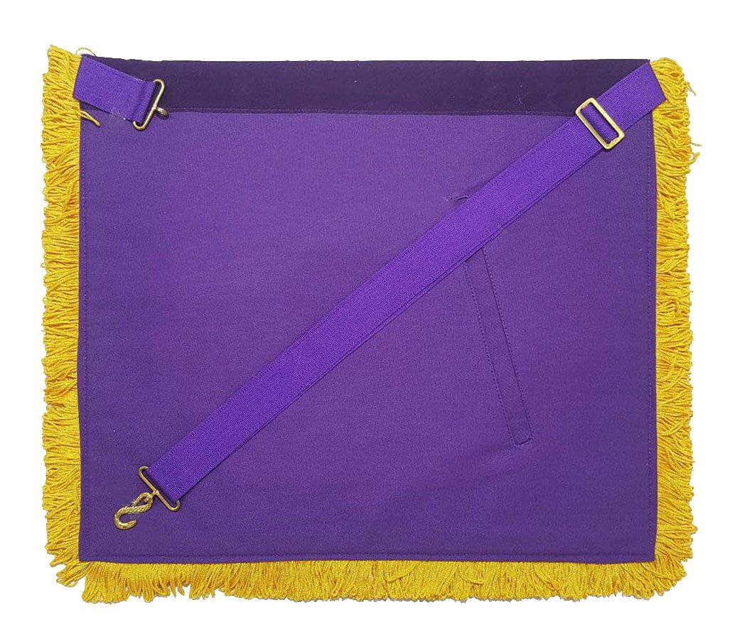 Past Master Blue Lodge Apron - Purple Velvet Gold Hand Embroidery