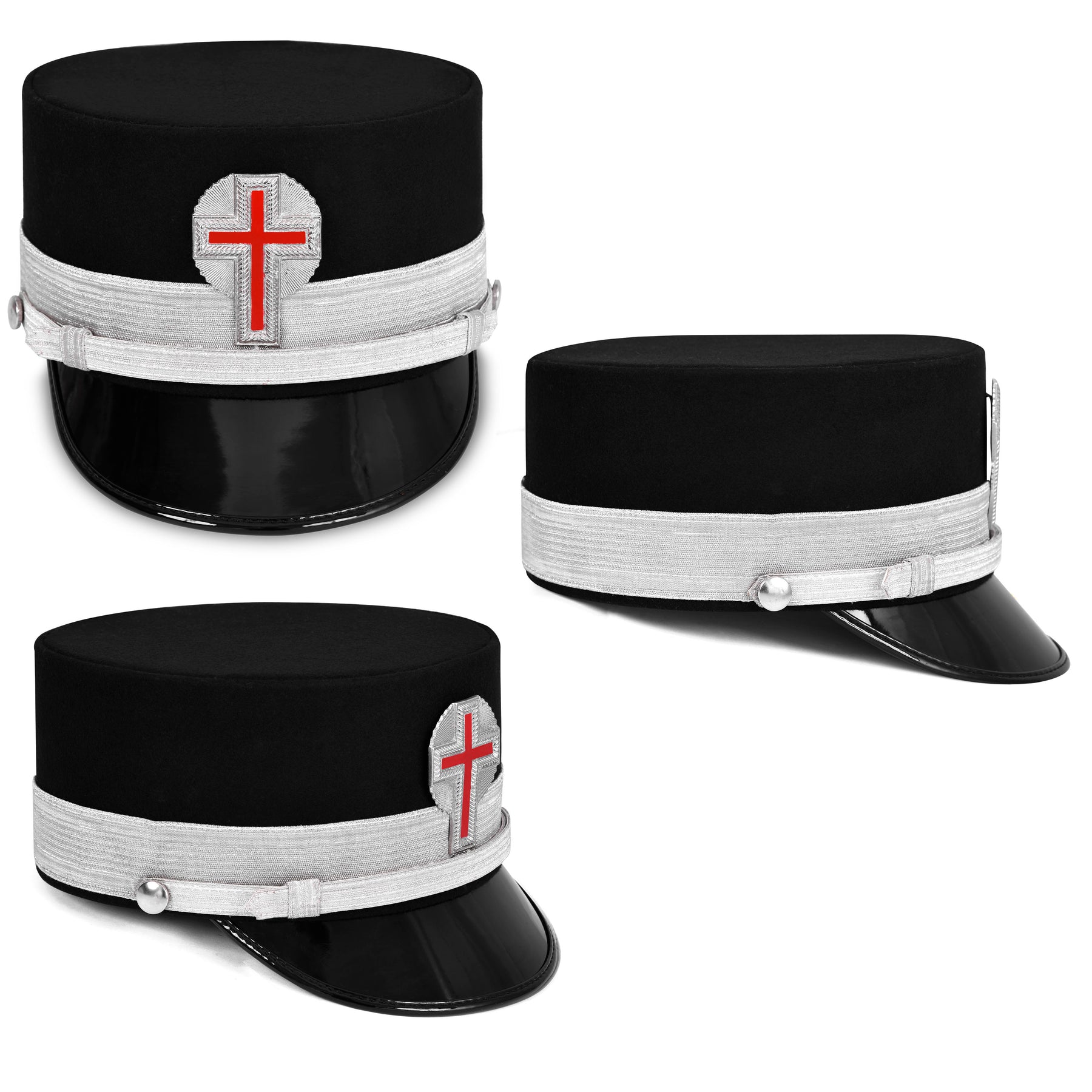 Past Commander Knights Templar Commandery Fatigue Cap - Silver Metal Embroidered with Rays (Copy) - Bricks Masons