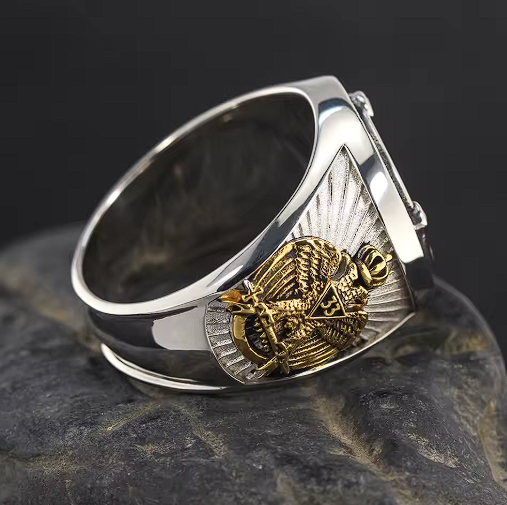 33rd Degree Scottish Rite Ring - Ancient Free And Accepted Masons Sterling Silver - Bricks Masons