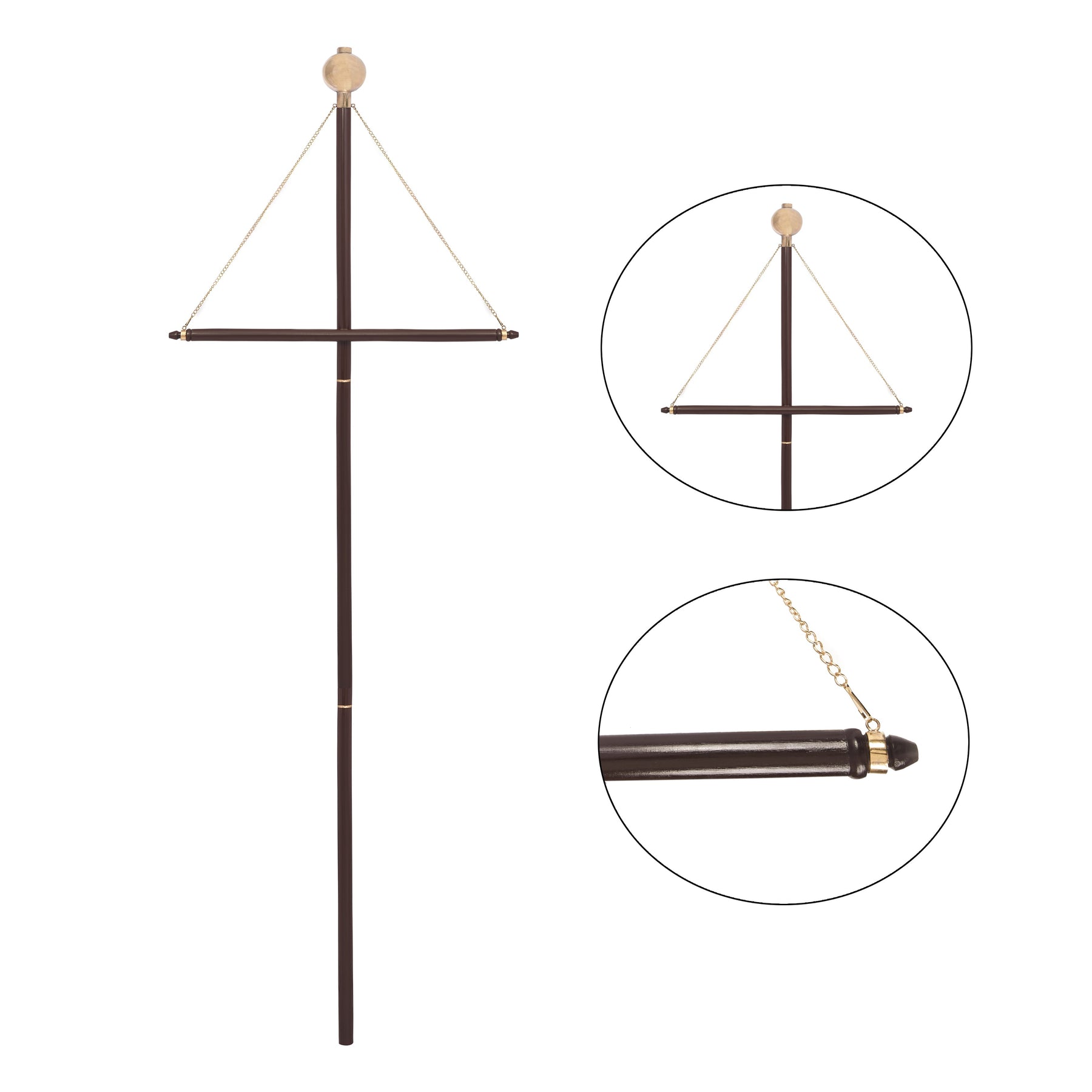 Universal Banner Hanger - Teak Wood With Gold Chains Size Customization - Bricks Masons