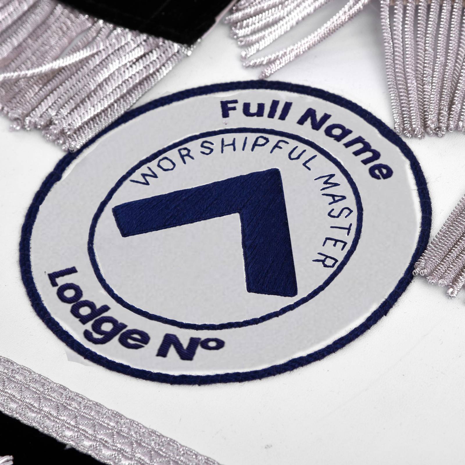 Worshipful Master Blue Lodge Apron - Blue Velvet With Silver Bullion & Fringe - Bricks Masons