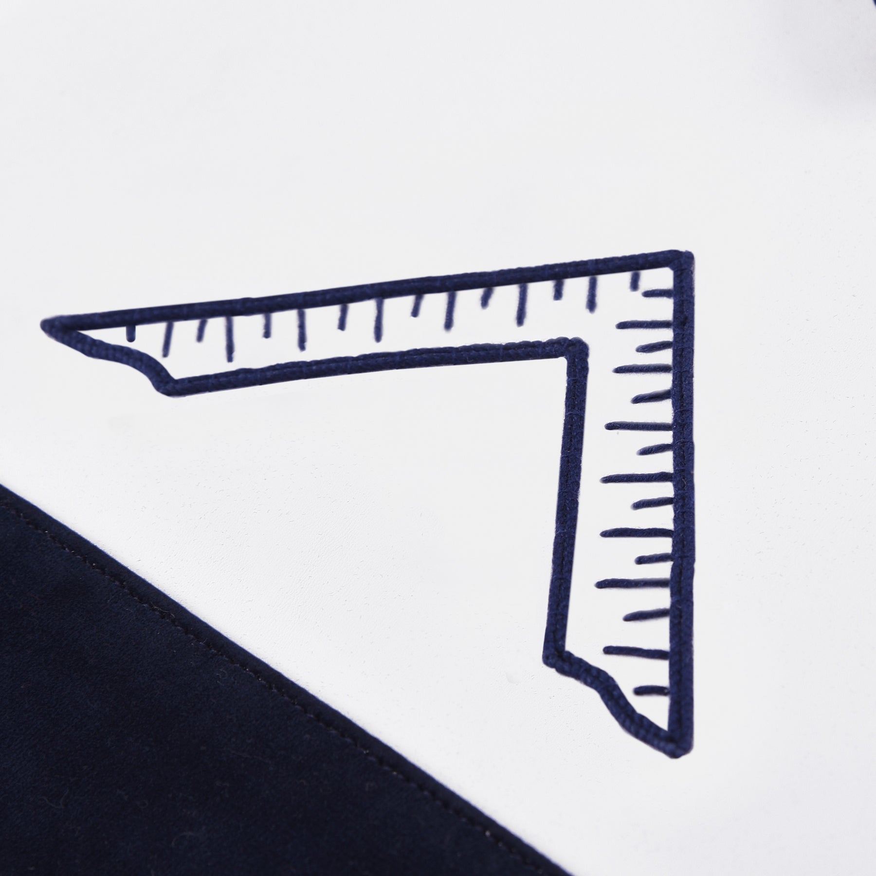 Worshipful Master Blue Lodge Officer Apron -  Navy Velvet With Silver Embroidery Thread - Bricks Masons