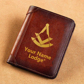 Past Master Blue Lodge Wallet - Brown Leather - Bricks Masons