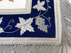Past Master Blue Lodge Apron - White & Blue Hand Embroidery - Bricks Masons