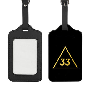 33rd Degree Scottish Rite Luggage Tag - Black Leather - Bricks Masons