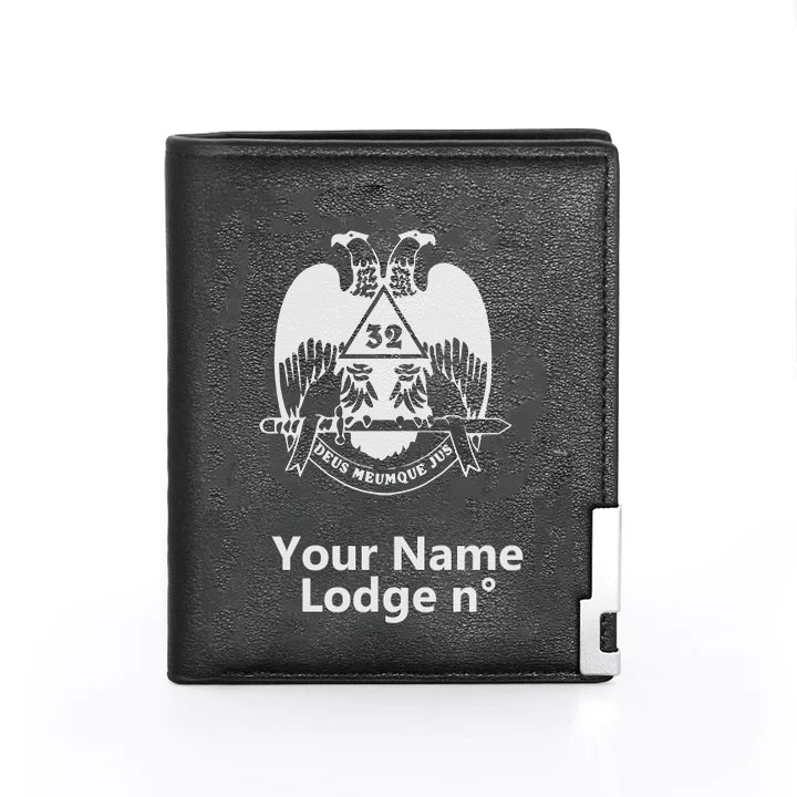 32nd Degree Scottish Rite Wallet - Wings Down Black & Brown - Bricks Masons