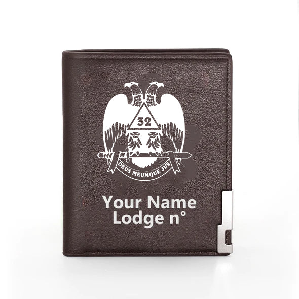 32nd Degree Scottish Rite Wallet - Wings Down Black & Brown - Bricks Masons