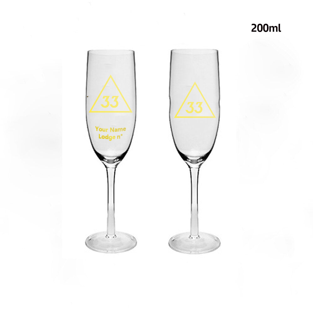 33rd Degree Scottish Rite Champagne Flute - 2 Pieces Set - Bricks Masons