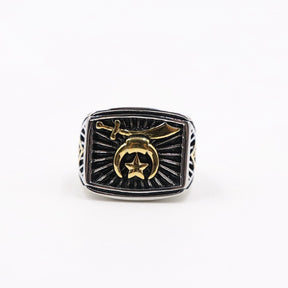 Shriners Ring - Black & Gold Titanium Steel - Bricks Masons
