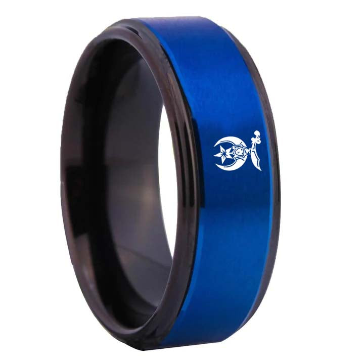 Shriners  Ring - Blue Tungsten - Bricks Masons