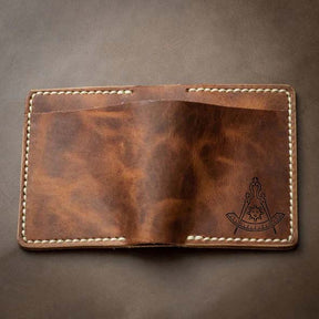 Past Master Blue Lodge California Regulation Wallet - Handmade Leather - Bricks Masons