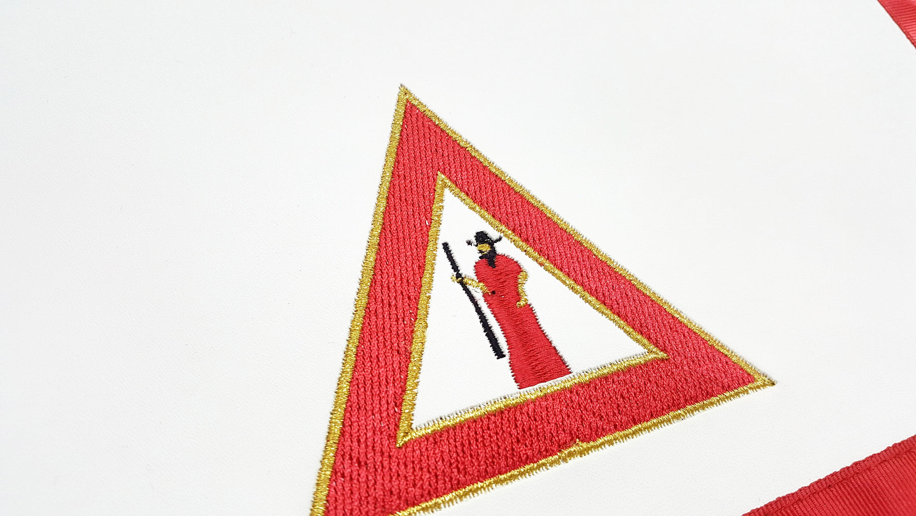 Principal Sojourner Royal Arch Chapter Apron - Red Machine Embroidery - Bricks Masons
