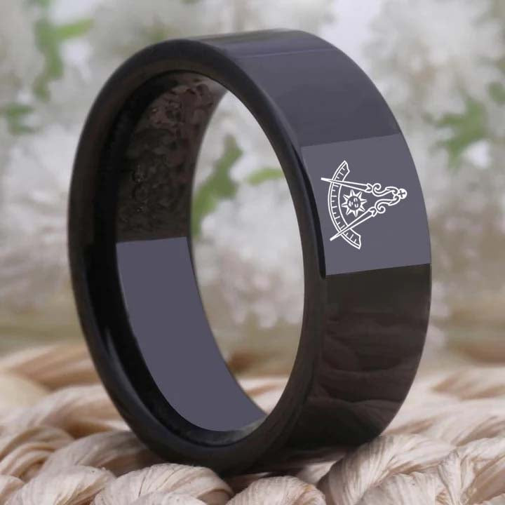 Past Master Blue Lodge California Regulation Ring - Black Tungsten - Bricks Masons