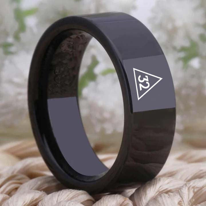 32nd Degree Scottish Rite Ring - Black Tungsten - Bricks Masons