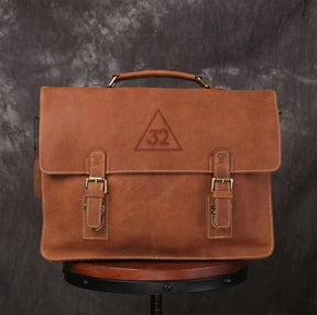32nd Degree Scottish Rite Briefcase - Handmade Leather - Bricks Masons