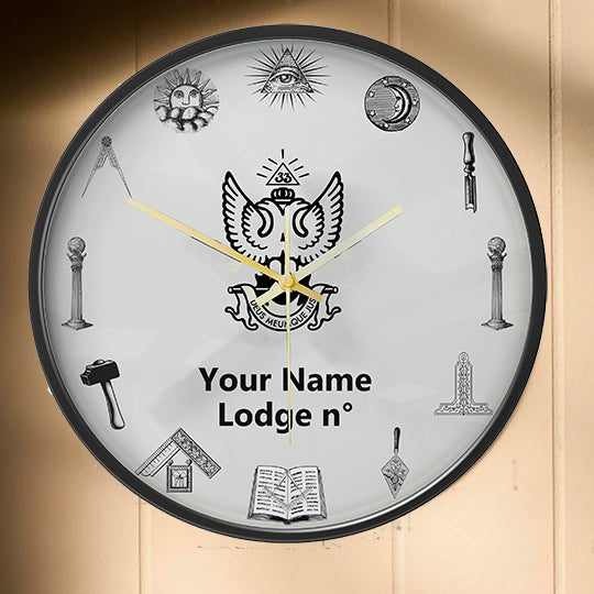 33rd Degree Scottish Rite Clock - Wings Up Frame with LED - Bricks Masons