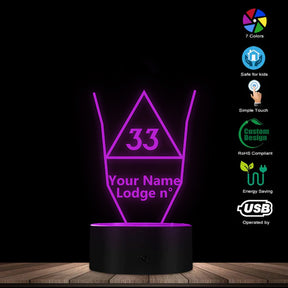 33rd Degree Scottish Rite LED Sign - Various Colors - Bricks Masons