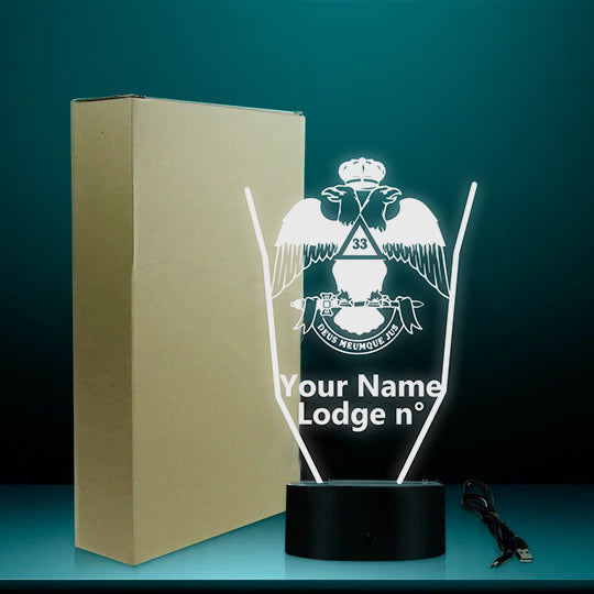 33rd Degree Scottish Rite LED Sign - Wings Down Various Colors - Bricks Masons