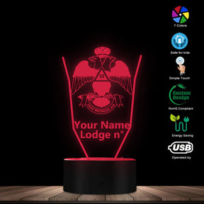 33rd Degree Scottish Rite LED Sign - Wings Down Various Colors - Bricks Masons