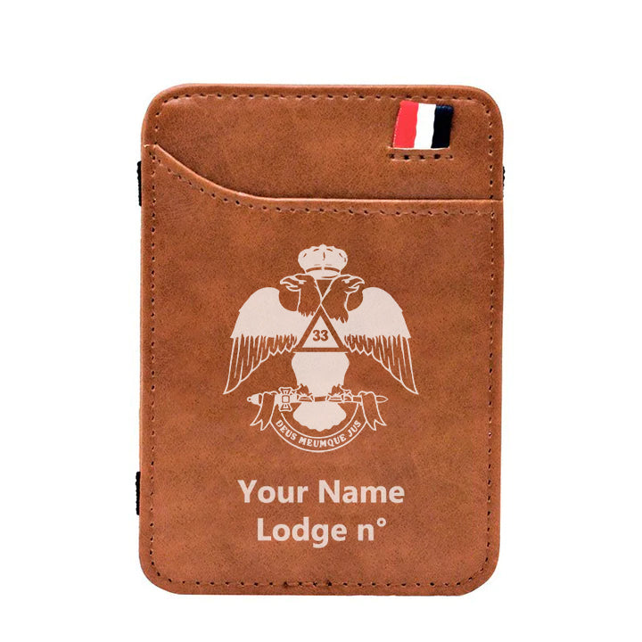33rd Degree Scottish Rite Wallet - Wings Down Black & Brown - Bricks Masons