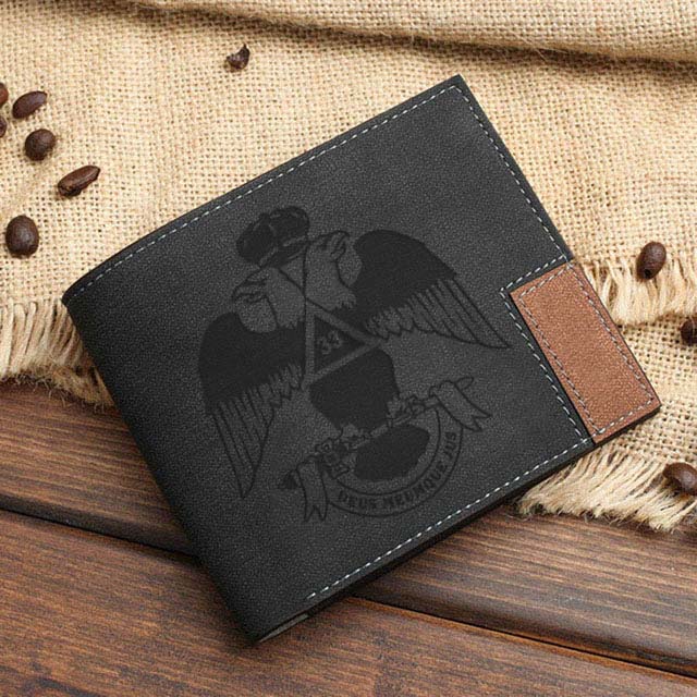 33rd Degree Scottish Rite Wallet - Wings Up Leather Various Colors - Bricks Masons