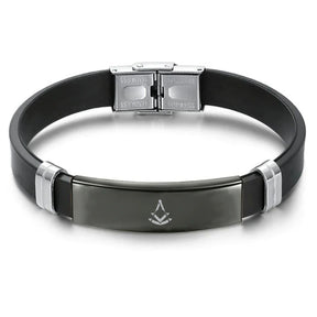 Past Master Blue Lodge Bracelet - Steel & Leather - Bricks Masons