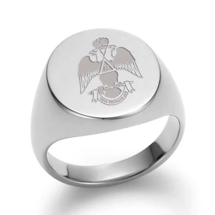 33rd Degree Scottish Rite Ring - Wings Down Sterling Silver - Bricks Masons