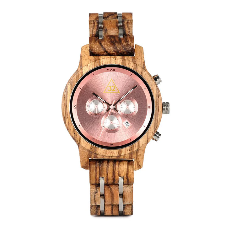 32nd Degree Scottish Rite Wristwatch - Various Wood Colors - Bricks Masons